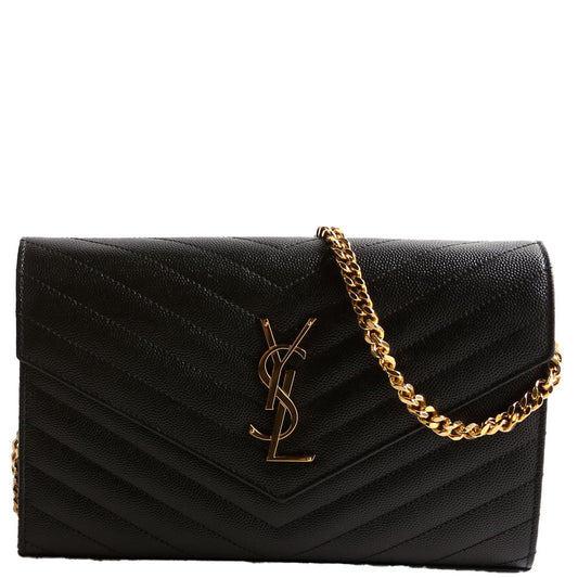 Saint Laurent Grain De Chain Wallet 377828 Black Bag
