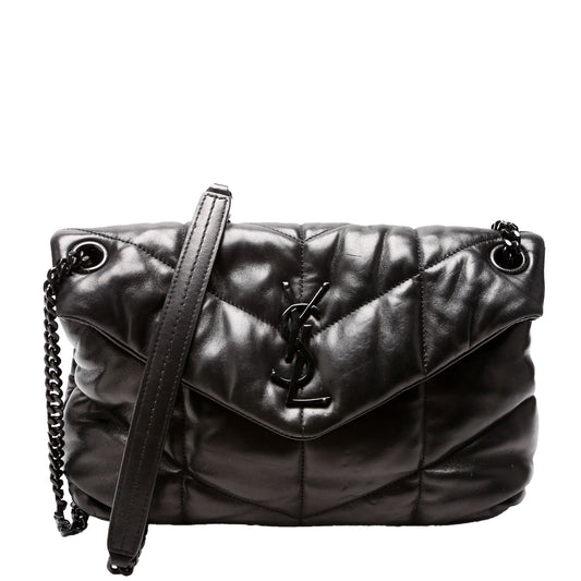 Saint Laurent Puffer Quilted Small Lambskin 577476 Black Bag