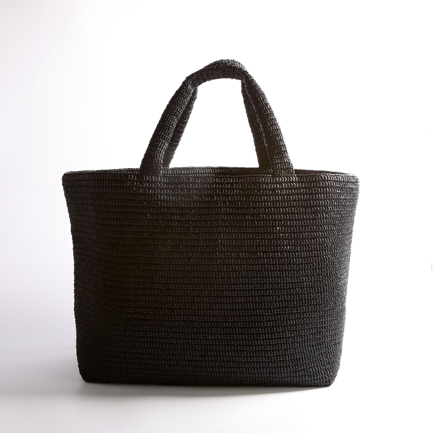 Saint Laurent Tonal Raffia Tote Black Bag