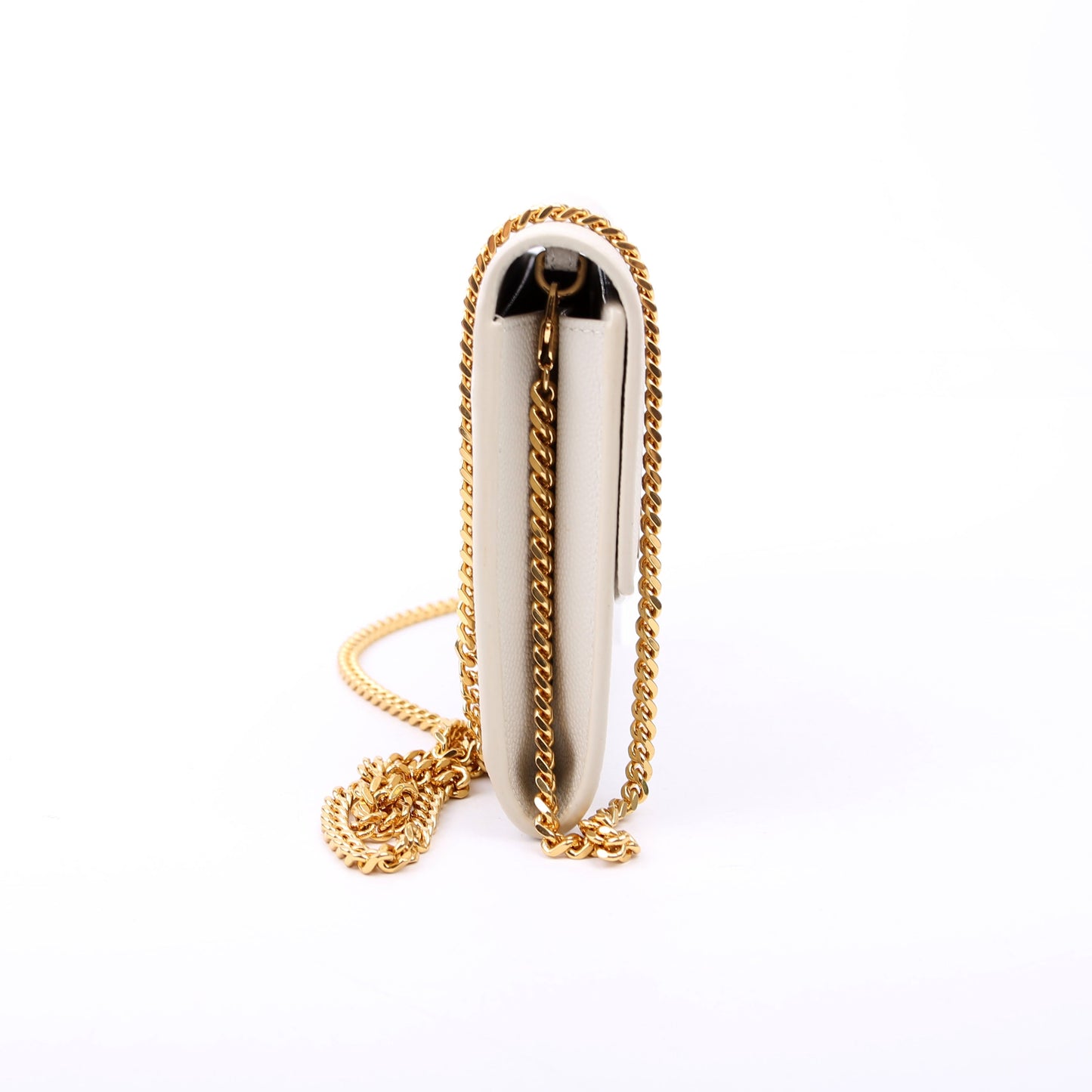 Saint Laurent Uptown Chain Wallet Grain Cream Bag