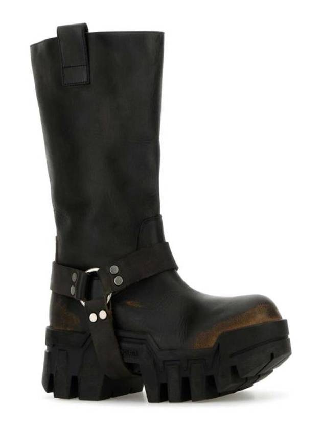 Luxury Balenciaga Trending 2025 Bulldozer Harness Leather Worker Boots Black