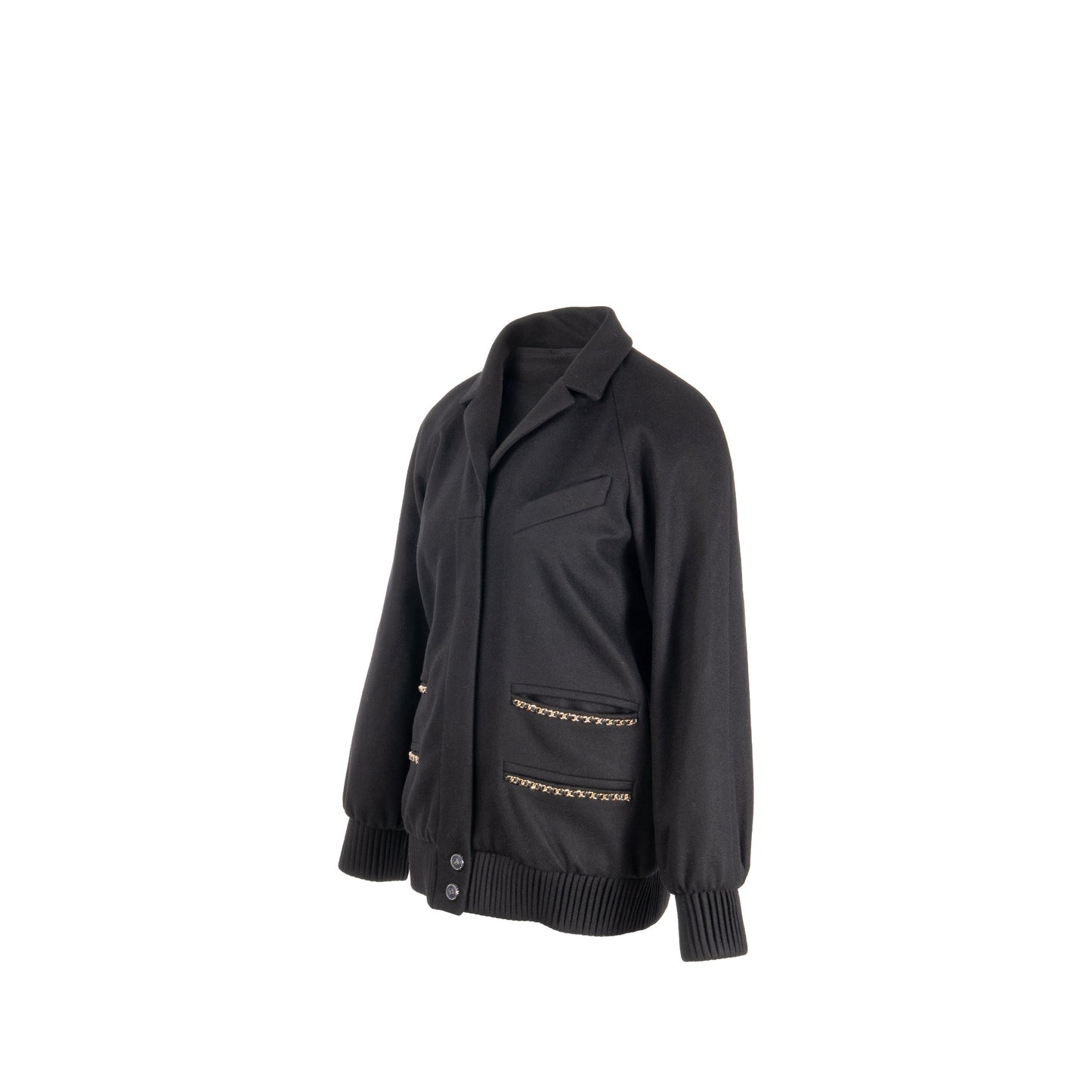 Chanel size 36 cashmere jacket with chain details Black