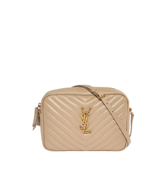 Luxury Saint Laurent Trending 2025 Women's Lou Camera Quilted Crossbody Bag in Nude & Neutrals | Size UNICA | 761554DV707