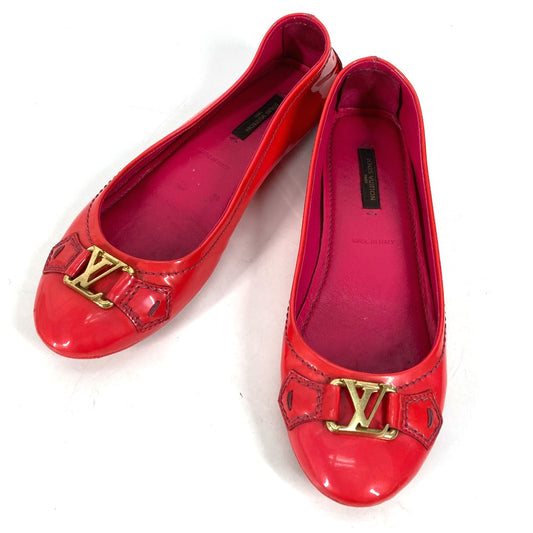LOUIS VUITTON pumps Patent leather pink Shoes Flat Ballet Shoes LV logo driving shoes Women 36
