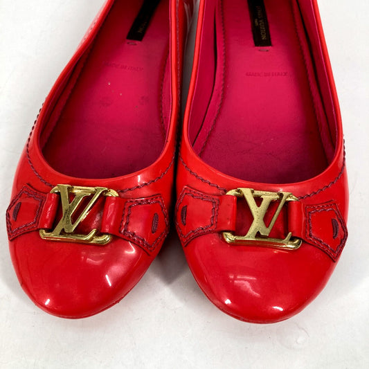 LOUIS VUITTON pumps Patent leather pink Shoes Flat Ballet Shoes LV logo driving shoes Women 36
