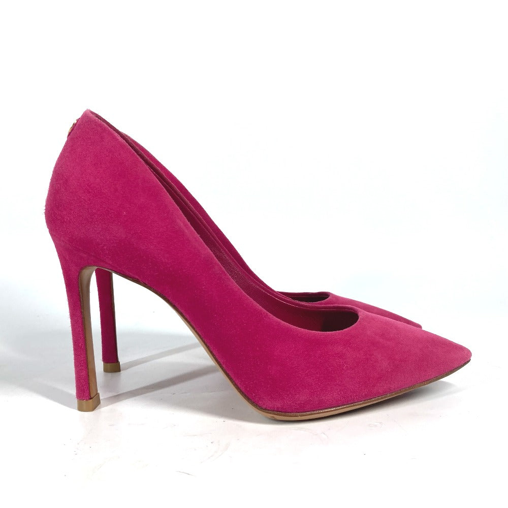 LOUIS VUITTON pumps suede pink LV circle logo High heels Women 34 1/2