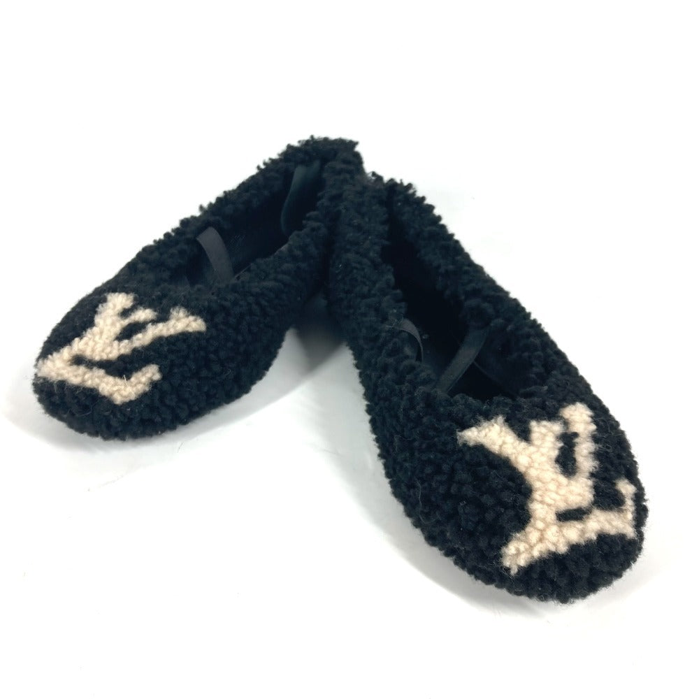LOUIS VUITTON pumps fur black Fur LV logo Women 35