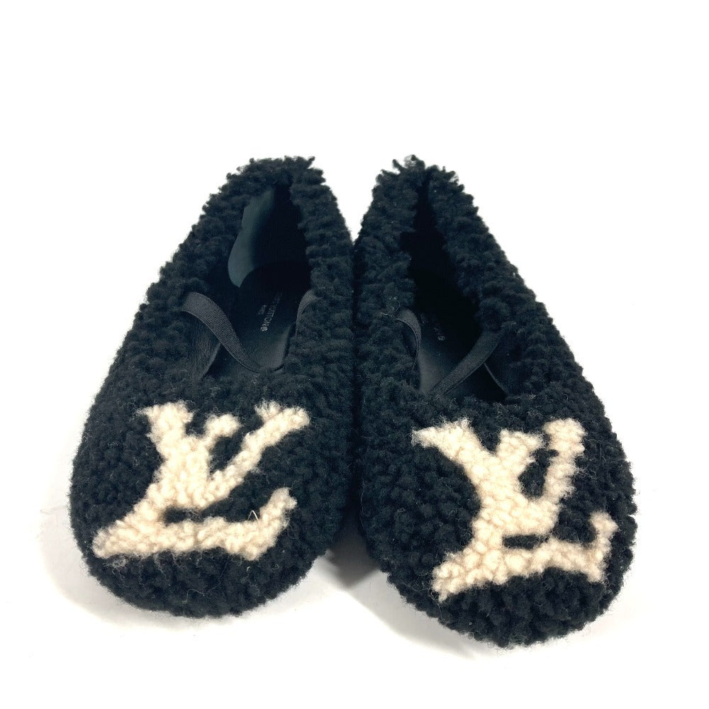 LOUIS VUITTON pumps fur black Fur LV logo Women 35