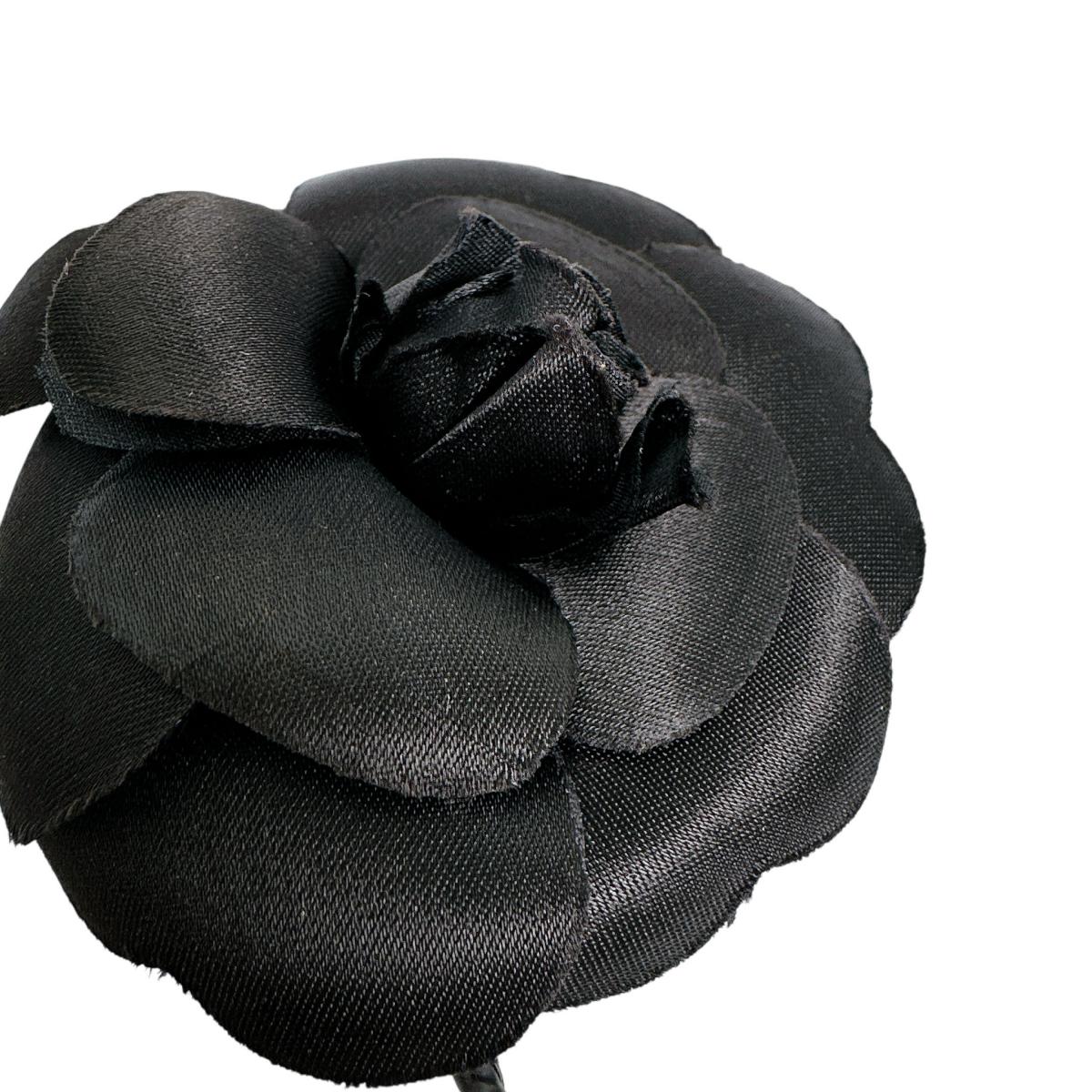 CHANEL Brooch Nylon black Camelia