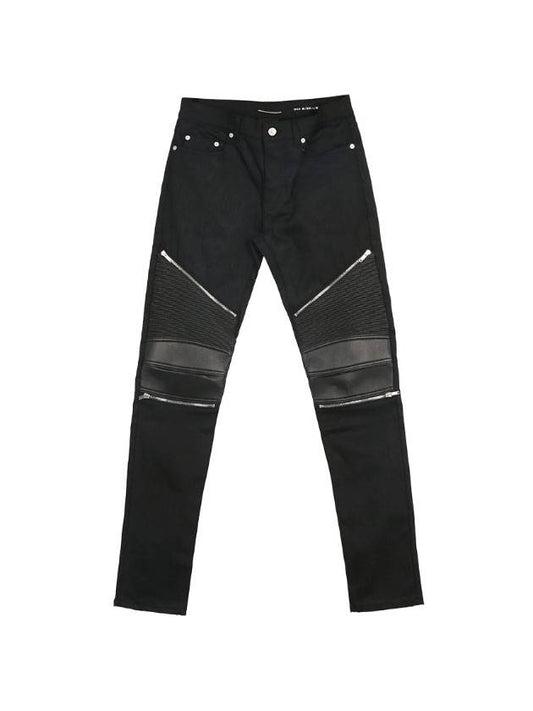 Luxury Saint Laurent Trending 2025 Leather Biker Jeans Black