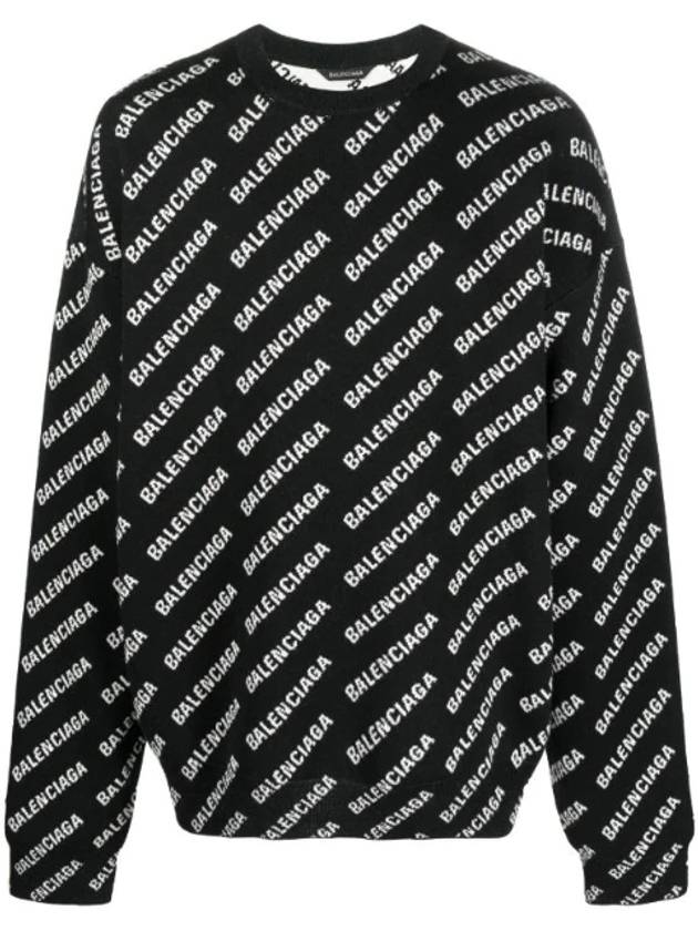 Luxury Balenciaga Trending 2025 All Over Intarsia Logo Knit Top Black