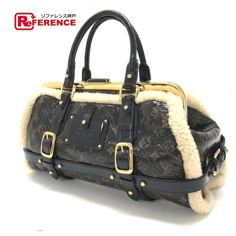 LOUIS VUITTON Handbag M95574 Patent Leather, Sheepskin Brown Monogram Shearing storm