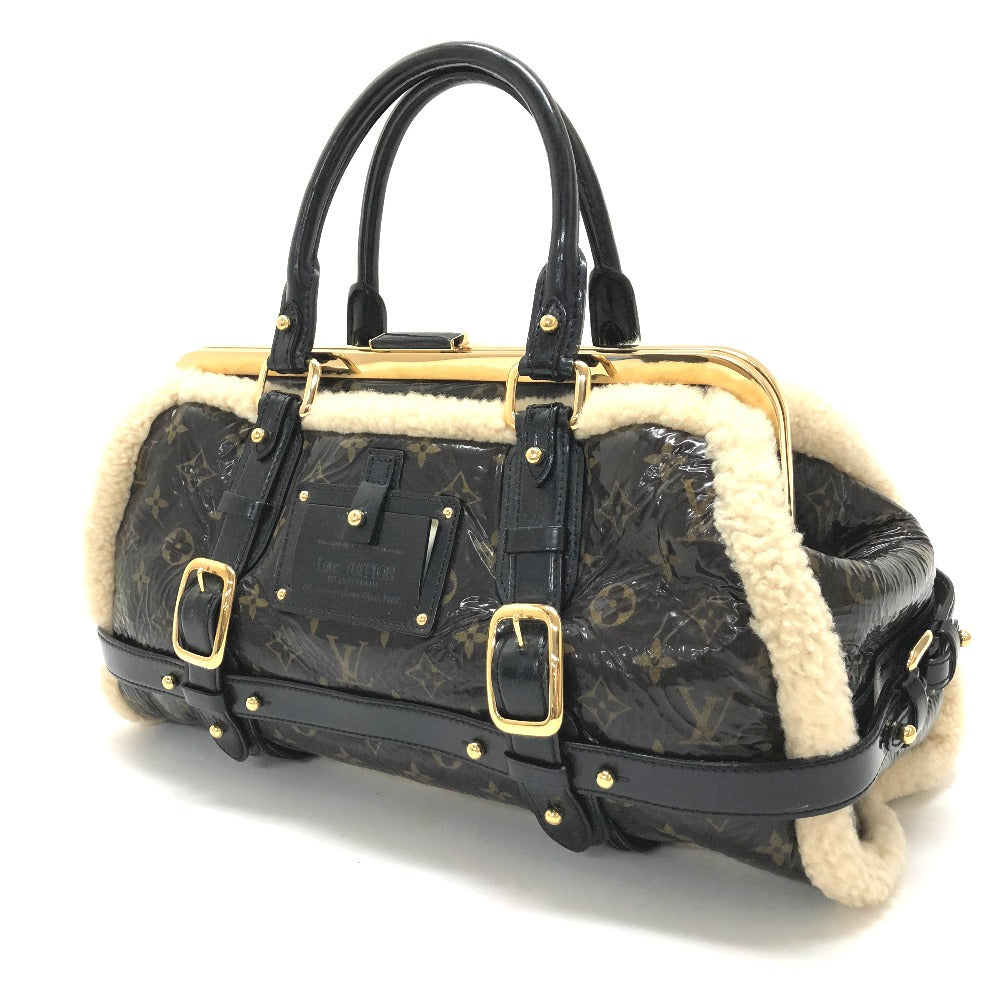 LOUIS VUITTON Handbag M95574 Patent Leather, Sheepskin Brown Monogram Shearing storm
