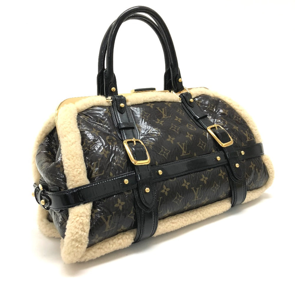 LOUIS VUITTON Handbag M95574 Patent Leather, Sheepskin Brown Monogram Shearing storm
