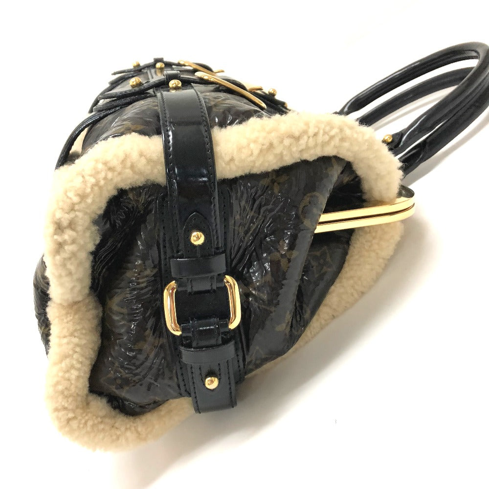 LOUIS VUITTON Handbag M95574 Patent Leather, Sheepskin Brown Monogram Shearing storm