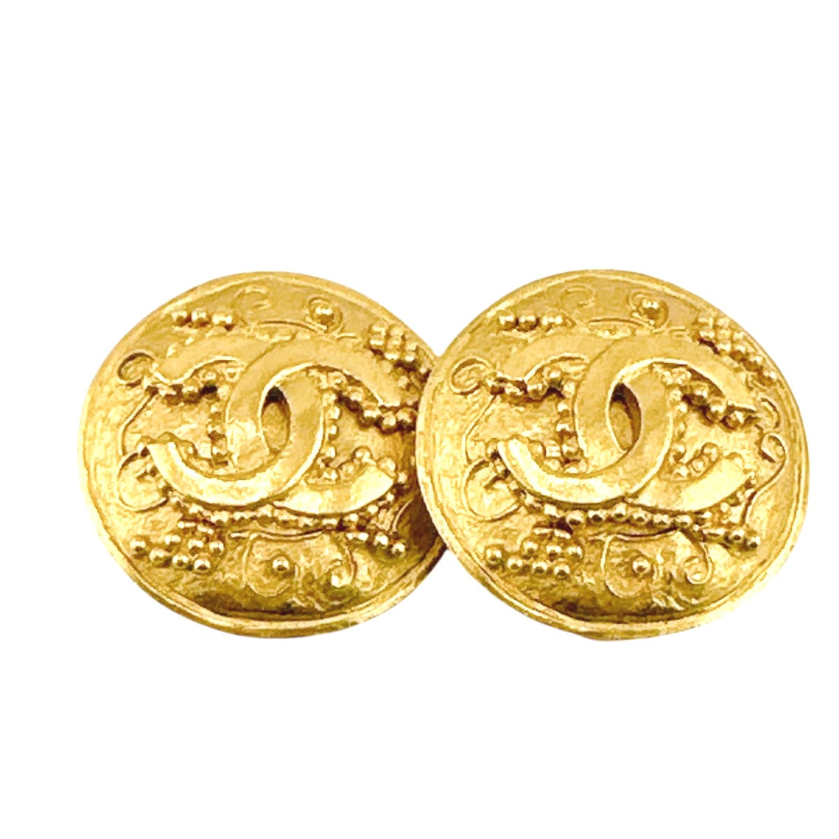 CHANEL Earring Gold Plated gold vintage COCO Mark