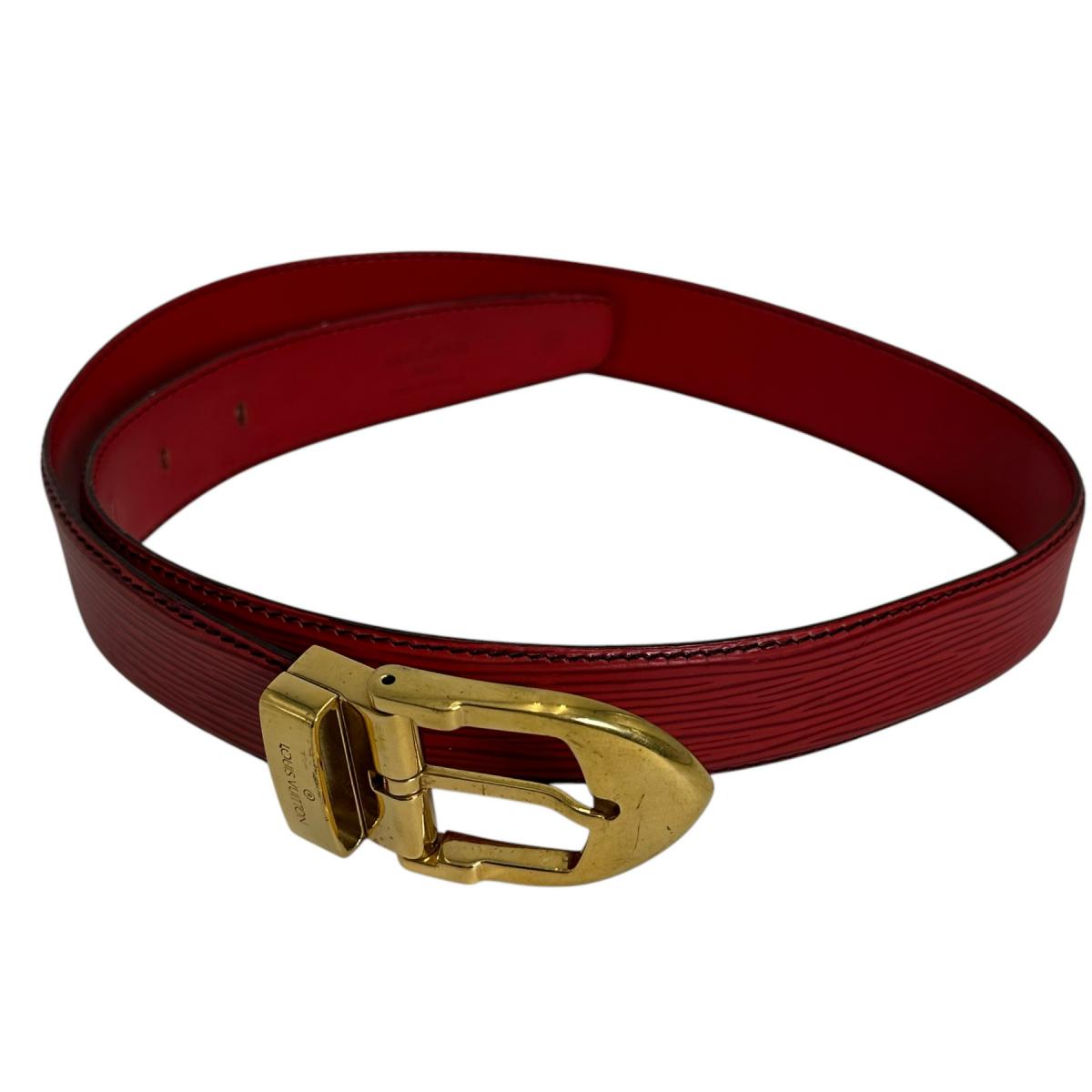 LOUIS VUITTON belt R15007 Epi Leather Red belt Epi Saintur Classic Women 34