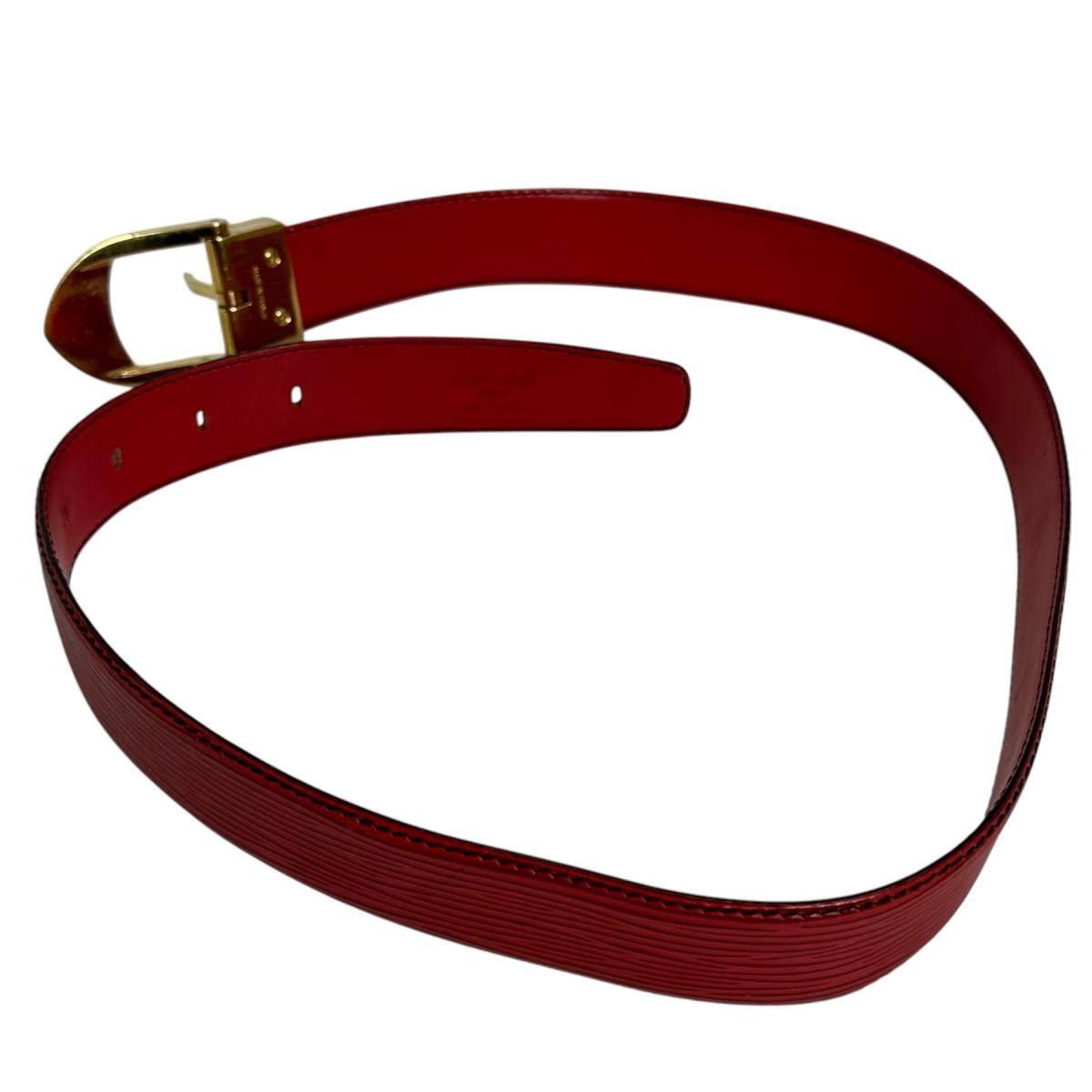 LOUIS VUITTON belt R15007 Epi Leather Red belt Epi Saintur Classic Women 34