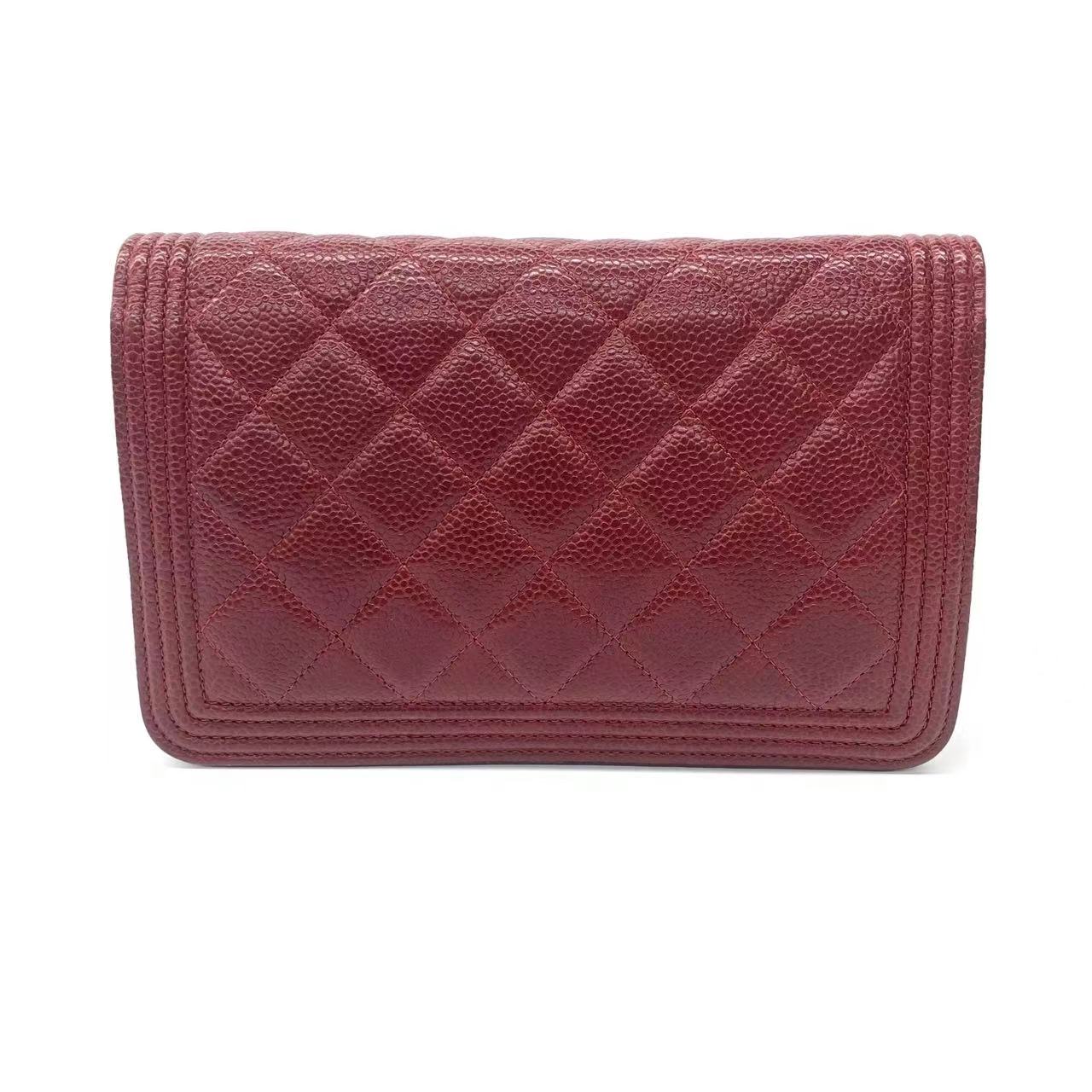 Chanel Wallet on Chain Boy Half Flap Red Caviar Leather