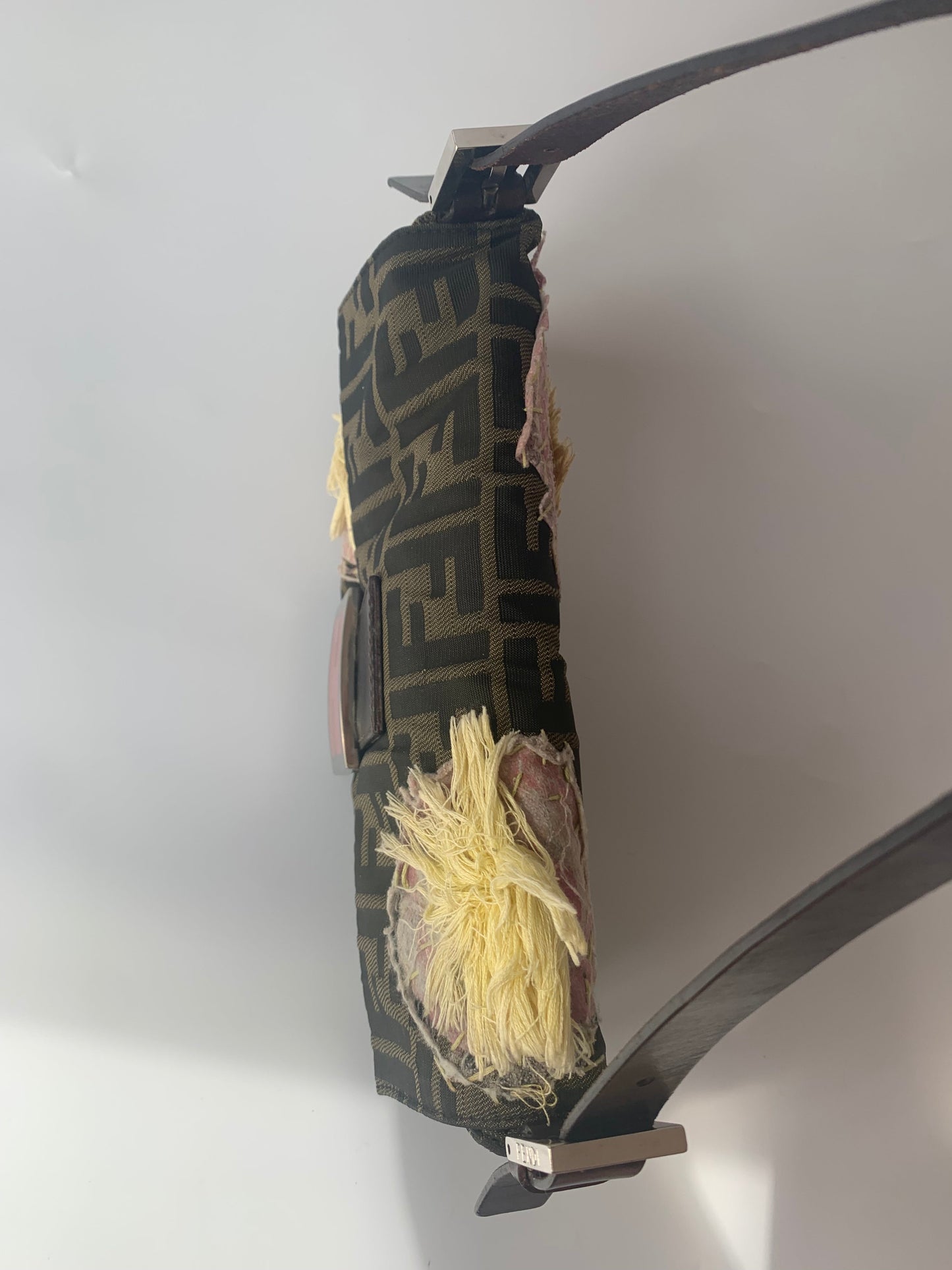FENDI Baguette Zucca Print with Flower Embroidery