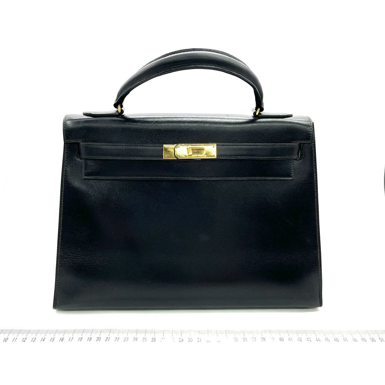 Hermes Kelly 32 Sellier Black Box Leather Gold HW 1987