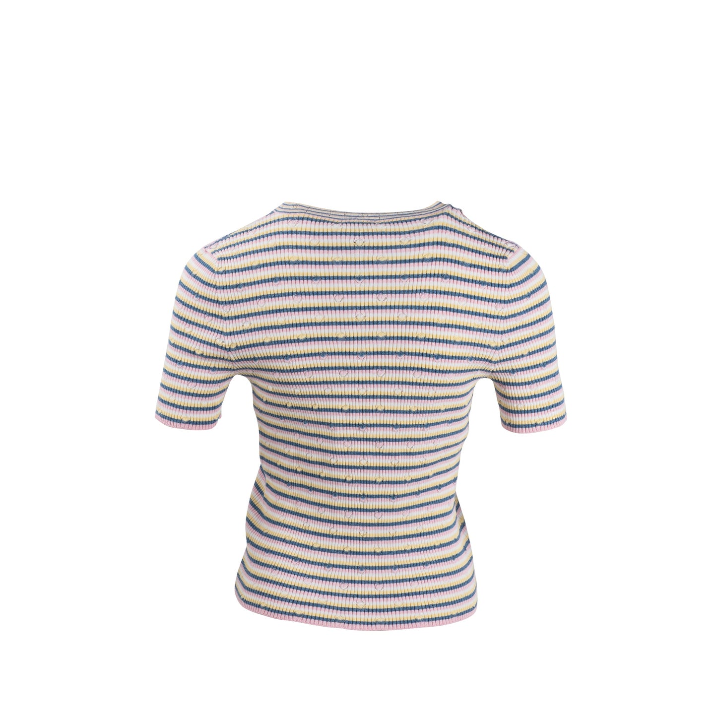 Chanel Size 38 Letter Logo Short Sleeve Knit T-shirt Cotton/Paper Multicolour