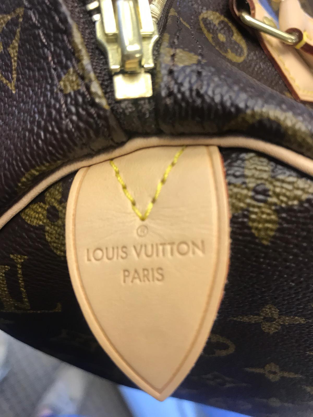 LOUIS VUITTON Speedy 30 Monogram Canvas Satchel Handbag Brown