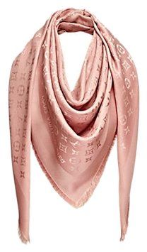 Louis Vuitton Pink Monogram Silk/ Wool Shawl Scarf