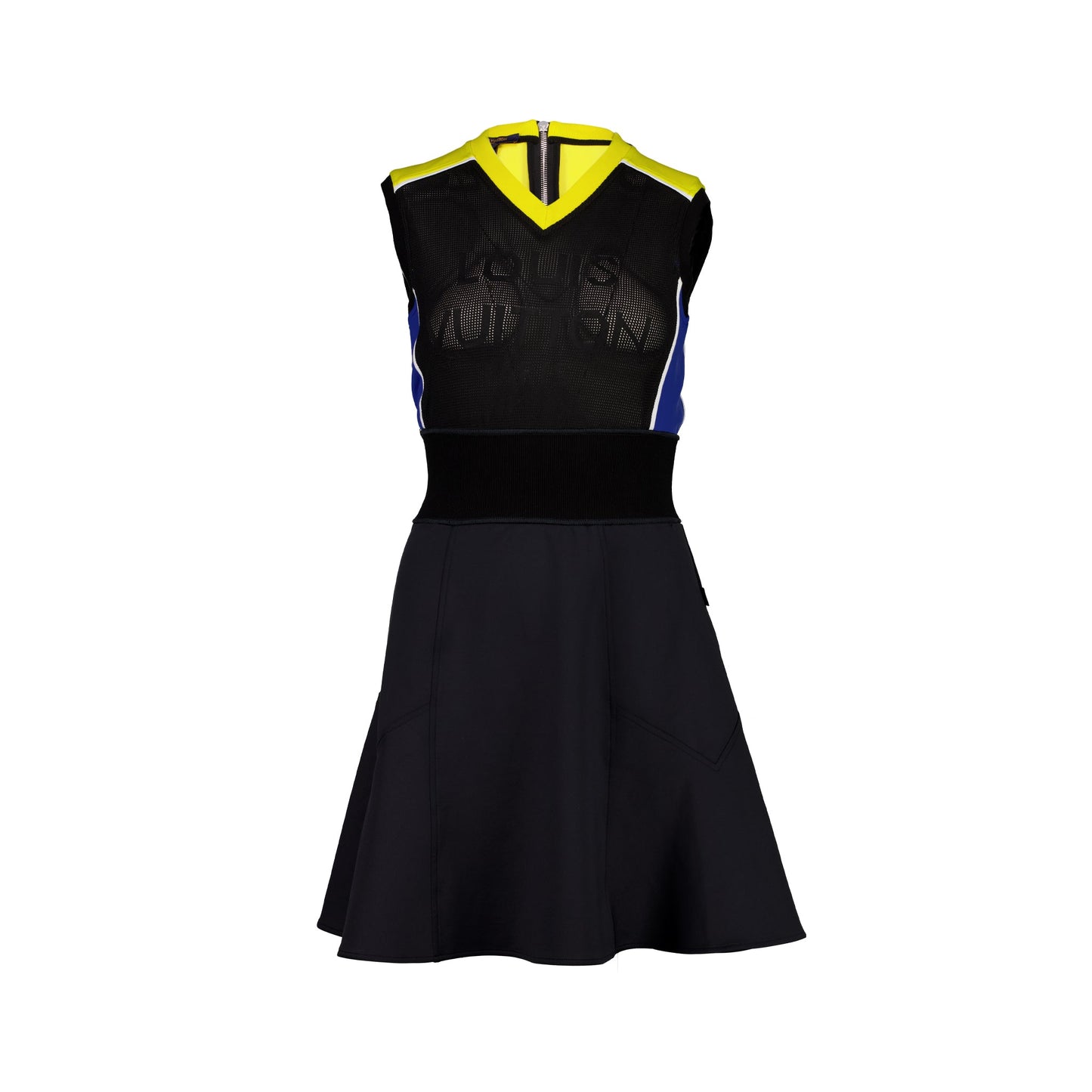 Louis Vuitton Size A-line Sleeveless Dress Black/Yellow/Blue Style Code:1A8LAG