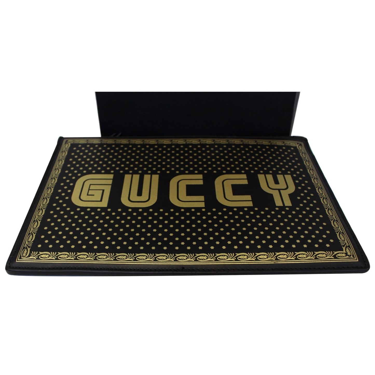 GUCCI GUCCY Star Print Leather Clutch Bag Black 510489 - Last Call