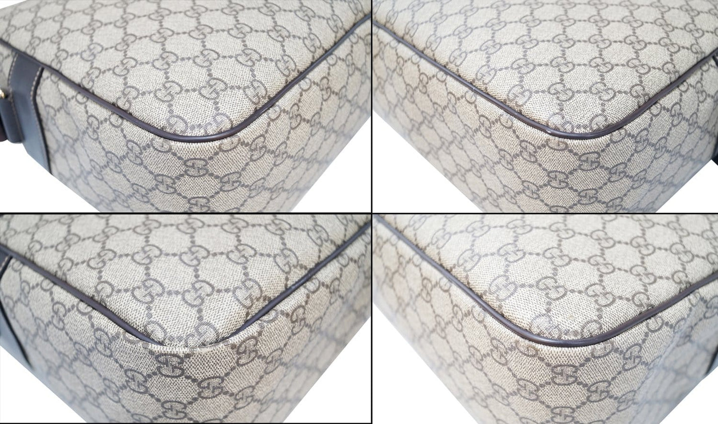 GUCCI Men's Beige/Ebony GG  Plus Coated Canvas Messenger Crossbody Bag 211107