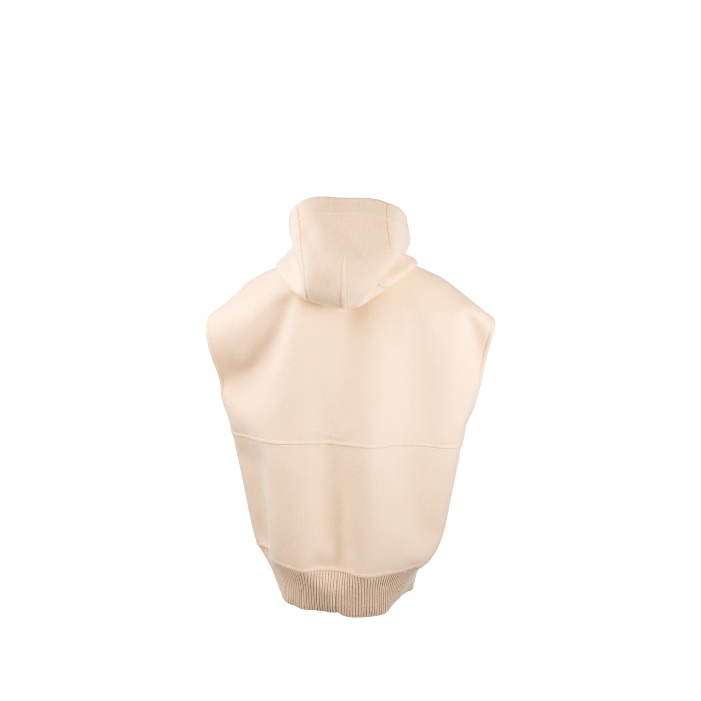 Louis Vuitton Size 36 Sleeveless Hooded Zip Up Coat Wool Cream Beige