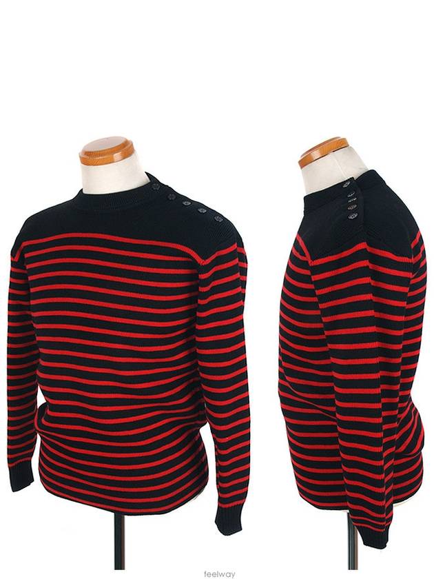 Luxury Saint Laurent Trending 2025 Striped Ranaul Knit Top Black Red