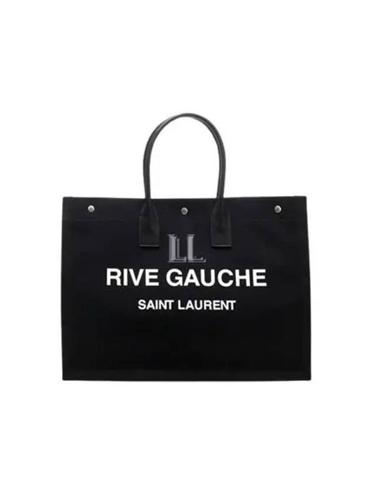 Luxury Saint Laurent Trending 2025 Rive Gauche Cotton Canvas Tote Bag Black
