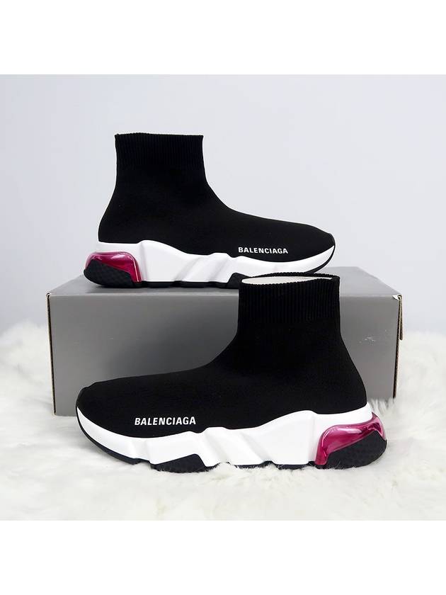 Luxury Balenciaga Trending 2025 Speed Clear Sole High Top Sneakers Pink Black