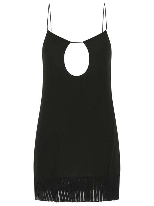 Luxury Saint Laurent Trending 2025 Backless Viscose Short Dress Black