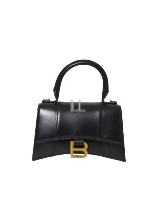 Luxury Balenciaga Trending 2025 Hourglass XS Glossy Calfskin Tote Bag Black
