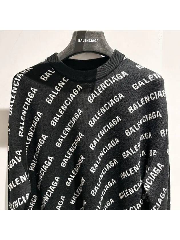 Luxury Balenciaga Trending 2025 All-Over Mini Logo Wool Knit Top Black