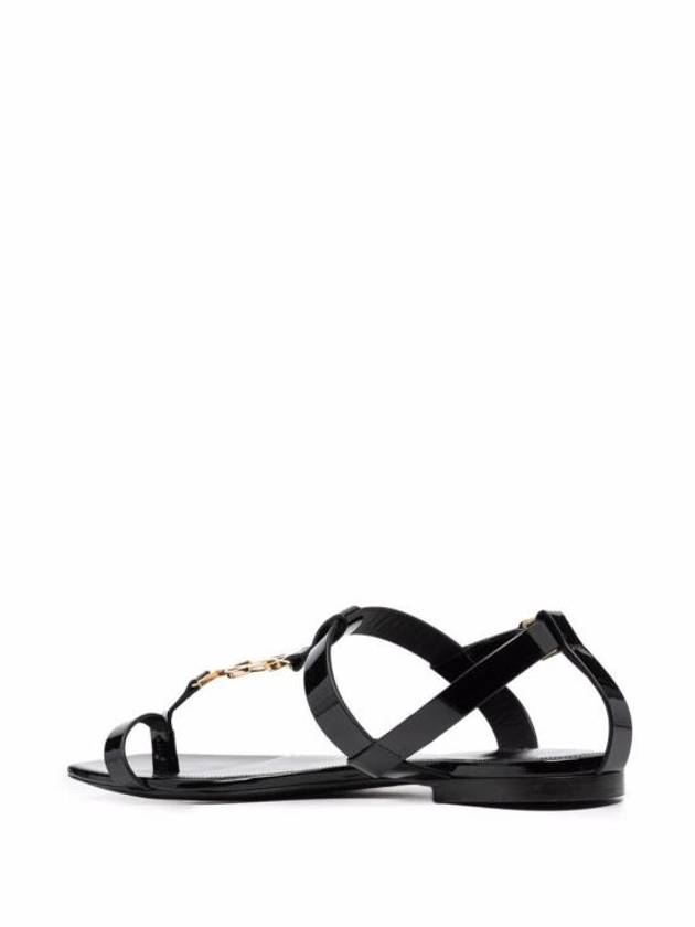 Luxury Saint Laurent Trending 2025 Women's Cassandra Monogram Logo Patent Leather Sandals Black