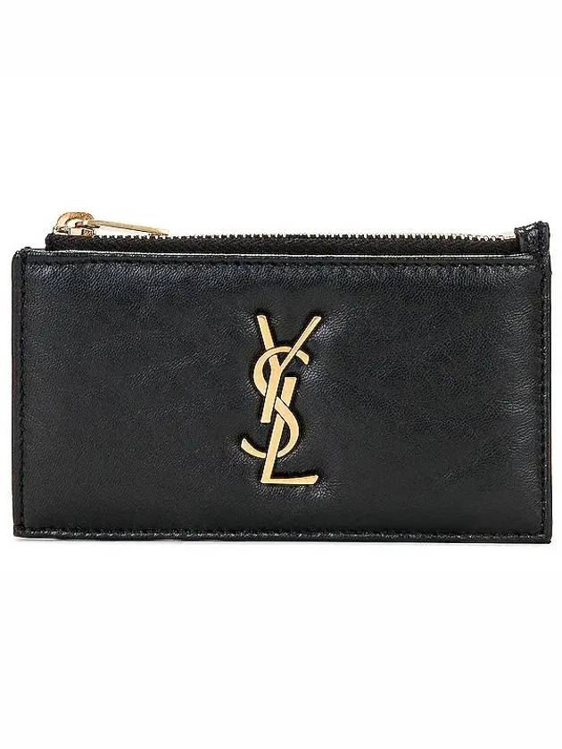 Luxury Saint Laurent Trending 2025 Cassandre Zipped Card Wallet Black