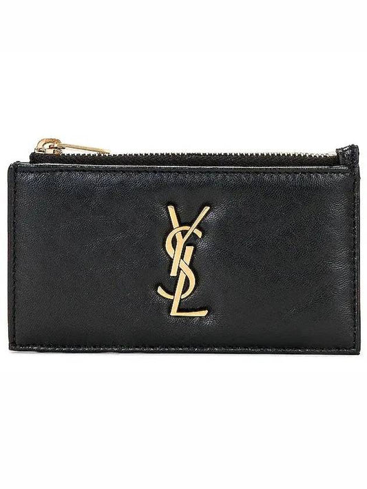 Luxury Saint Laurent Trending 2025 Cassandre Zipped Card Wallet Black