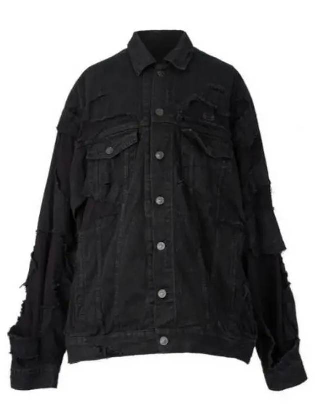 Luxury Balenciaga Trending 2025 Unity Sports Icon Patchwork Denim Jacket Black