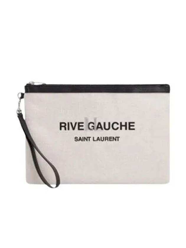 Luxury Saint Laurent Trending 2025 Rive Gauche Linen Clutch Bag White