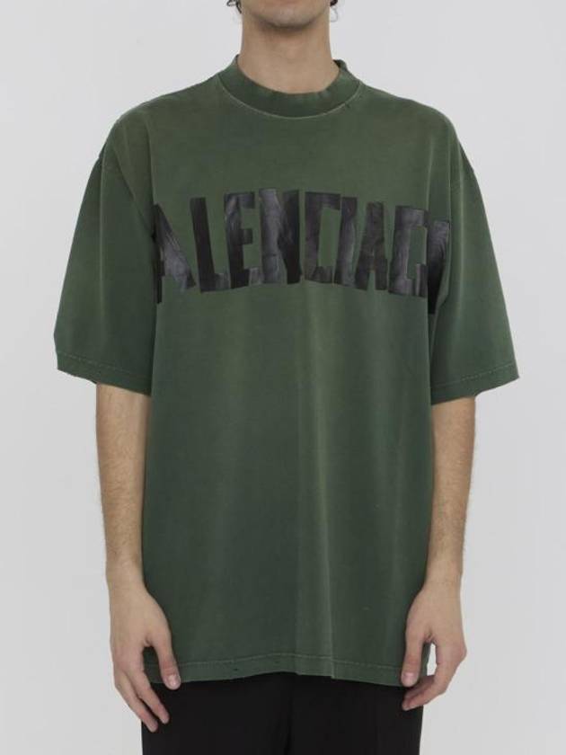 Luxury Balenciaga Trending 2025 Tape Type Short Sleeve T-Shirt Green