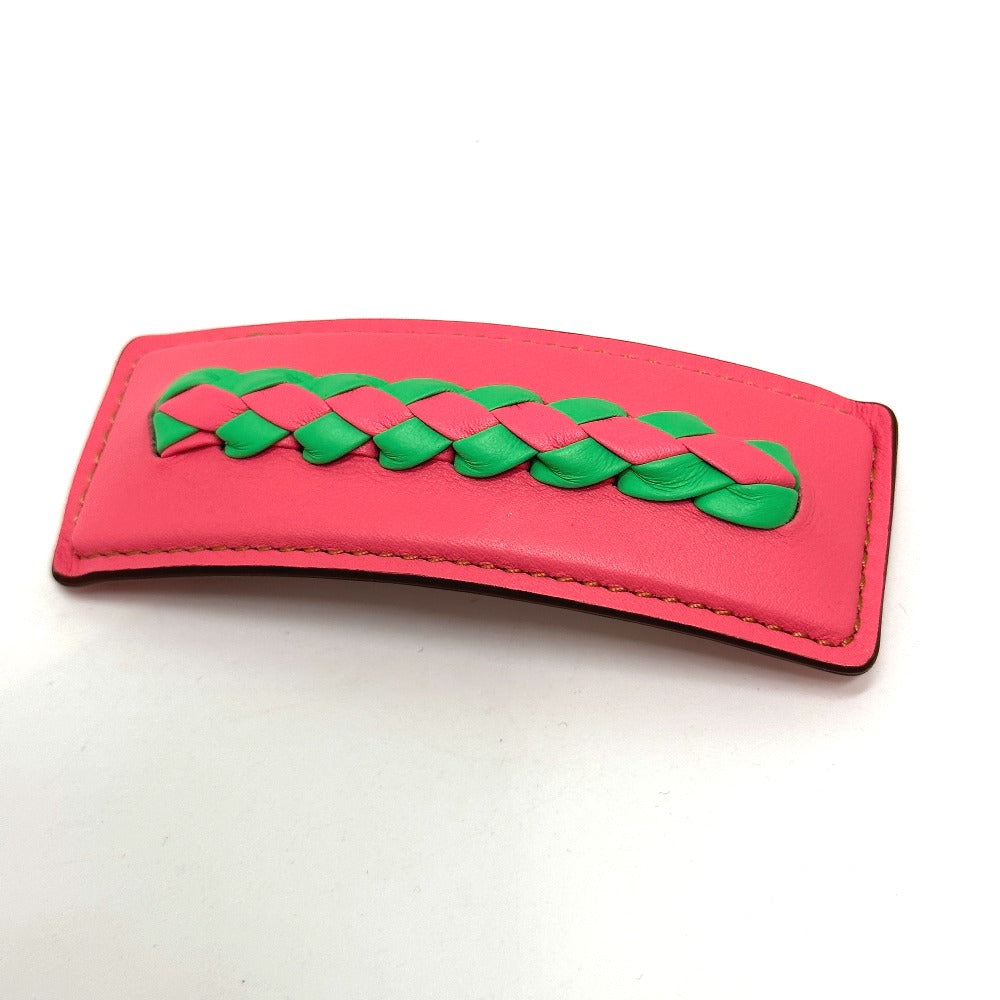 HERMES Valletta leather pink Braid Glen Women