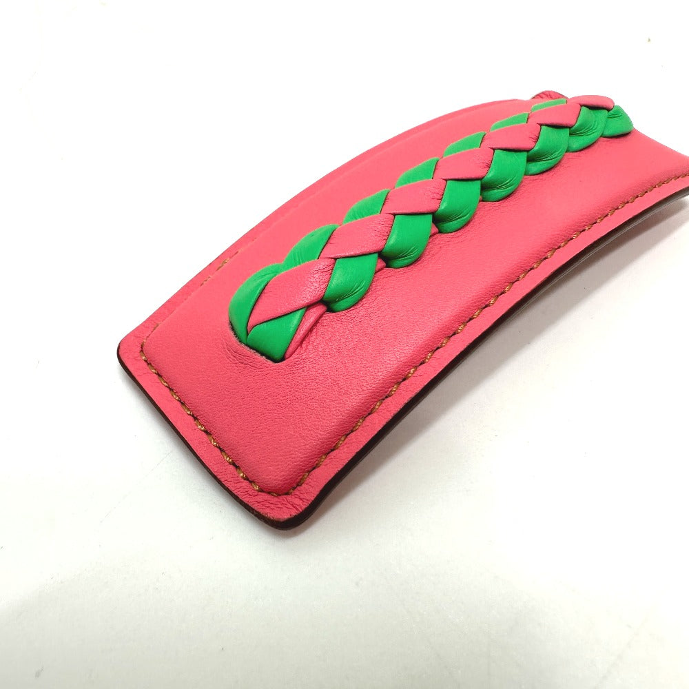 HERMES Valletta leather pink Braid Glen Women