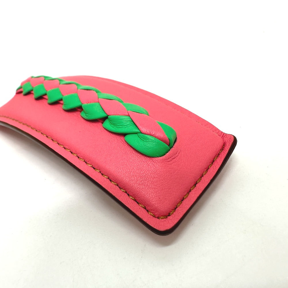 HERMES Valletta leather pink Braid Glen Women