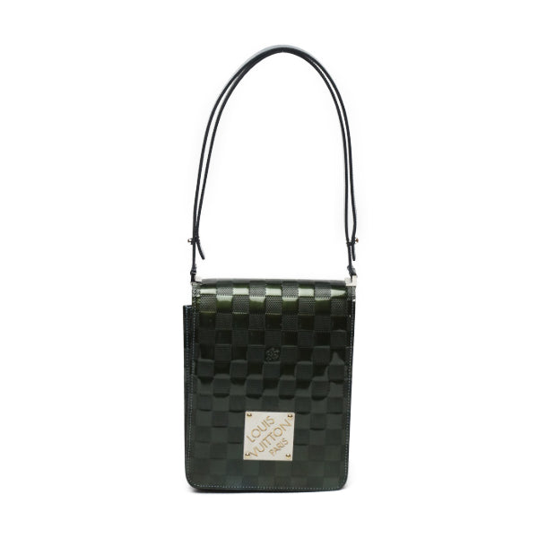LOUIS VUITTON Shoulder Bag M92128 Patent leather green club handbag Damier Vernis Petrol blue Women
