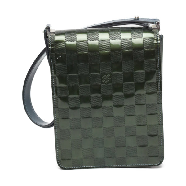 LOUIS VUITTON Shoulder Bag M92128 Patent leather green club handbag Damier Vernis Petrol blue Women