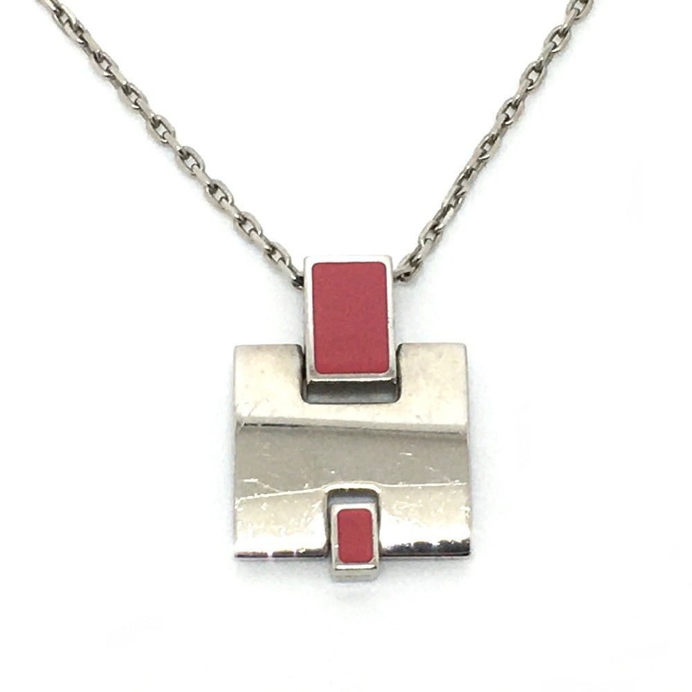 HERMES Necklace metal Pink x Silver H motif Eileen unisex(Unisex)